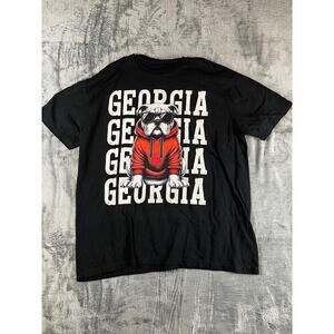 Georgia Bulldogs Graphic Tee Bulldog Repeat Text Black Cotton Men’s XL Excellent